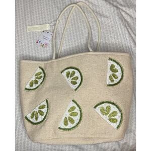 Viral Made In India Beaded Lime Tote Bag viral TikTok Beach bag! Purse NWT
